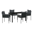 Afuera Living 5 Piece Poly Rattan Garden Dining Set in Black