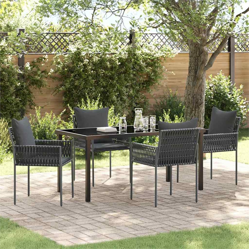 Afuera Living 5 Piece Poly Rattan Garden Dining Set in Black