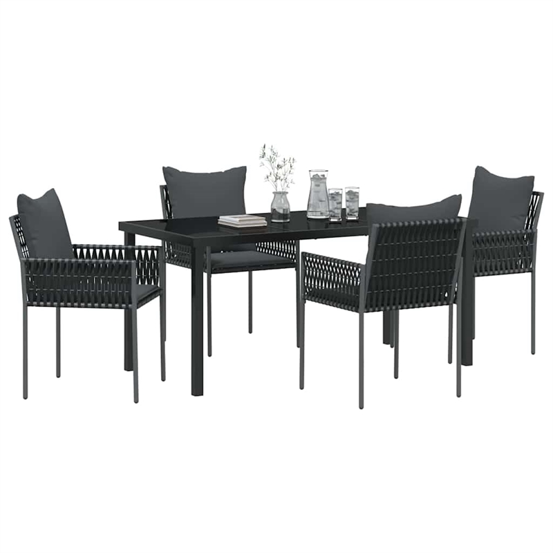 Afuera Living 5 Piece Poly Rattan Garden Dining Set in Black
