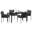 Afuera Living 5 Piece Poly Rattan Garden Dining Set in Black