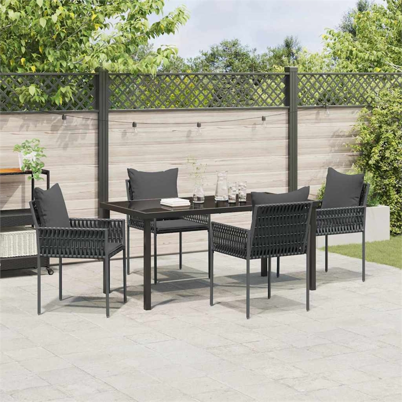 Afuera Living 5 Piece Poly Rattan Garden Dining Set in Black