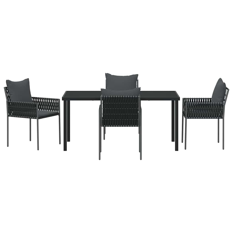 Afuera Living 5 Piece Poly Rattan Garden Dining Set in Black