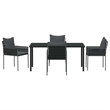 Afuera Living 5 Piece Poly Rattan Garden Dining Set in Black