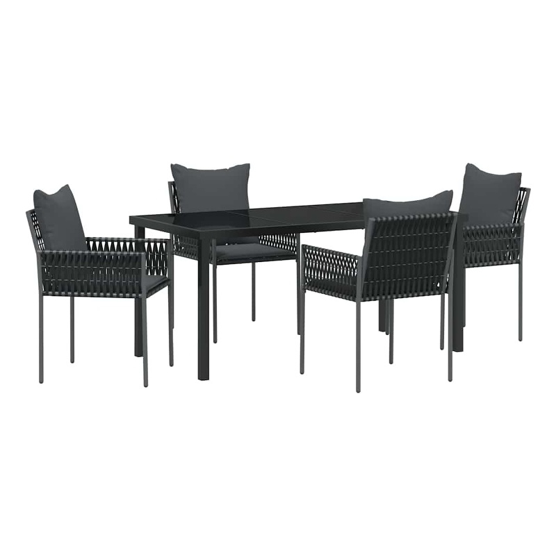 Afuera Living 5 Piece Poly Rattan Garden Dining Set in Black