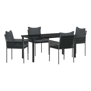 Afuera Living 5 Piece Poly Rattan Garden Dining Set in Black
