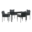 Afuera Living 5 Piece Poly Rattan Garden Dining Set in Black