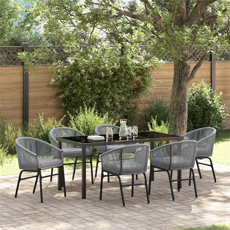 Afuera Living 7 Piece Poly Rattan Garden Dining Set in Anthracite