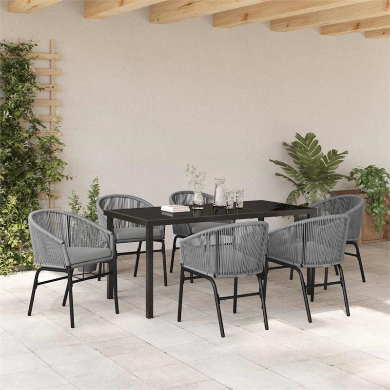 Afuera Living 7 Piece Poly Rattan Garden Dining Set in Anthracite