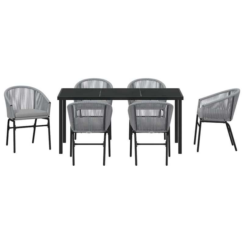 Afuera Living 7 Piece Poly Rattan Garden Dining Set in Anthracite
