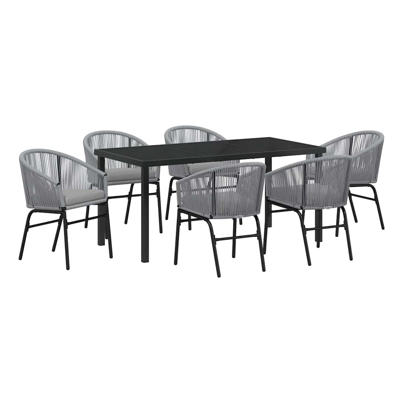 Afuera Living 7 Piece Poly Rattan Garden Dining Set in Anthracite