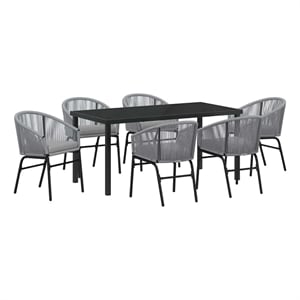 Afuera Living 7 Piece Poly Rattan Garden Dining Set in Anthracite