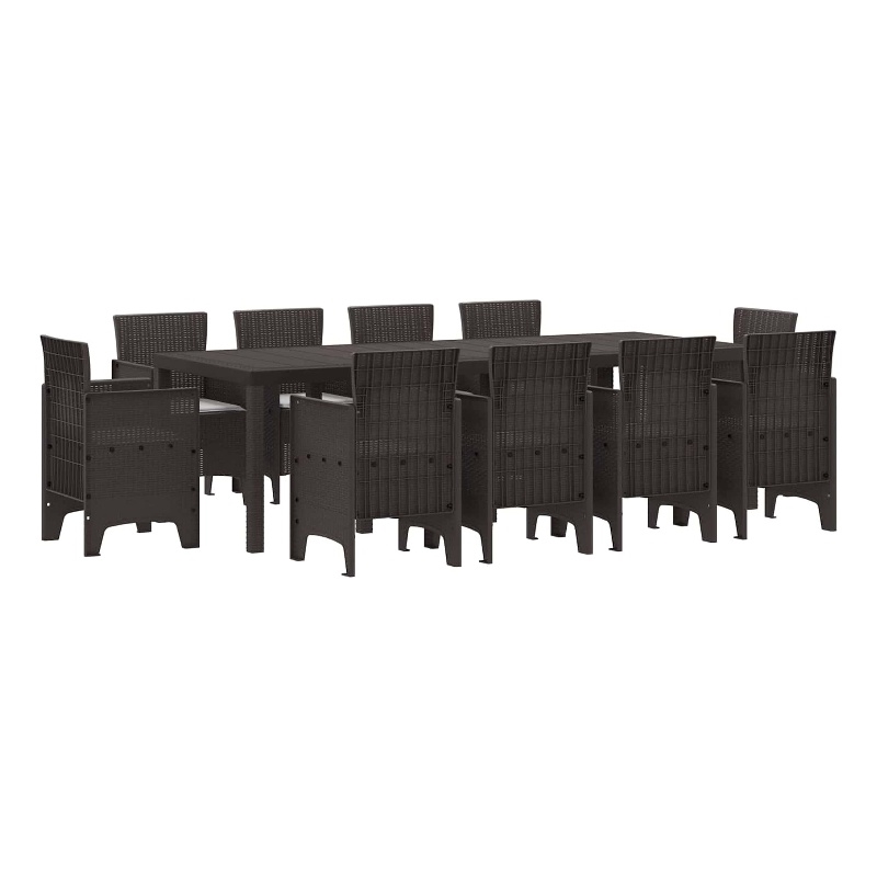 Afuera Living 11 Piece Poly Rattan Garden Dining Set in Brown
