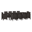 Afuera Living 11 Piece Poly Rattan Garden Dining Set in Brown