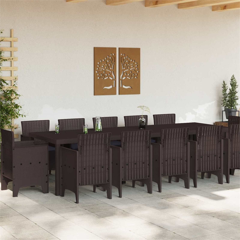Afuera Living Contemporary Poly Rattan Garden Dining Set in Anthracite