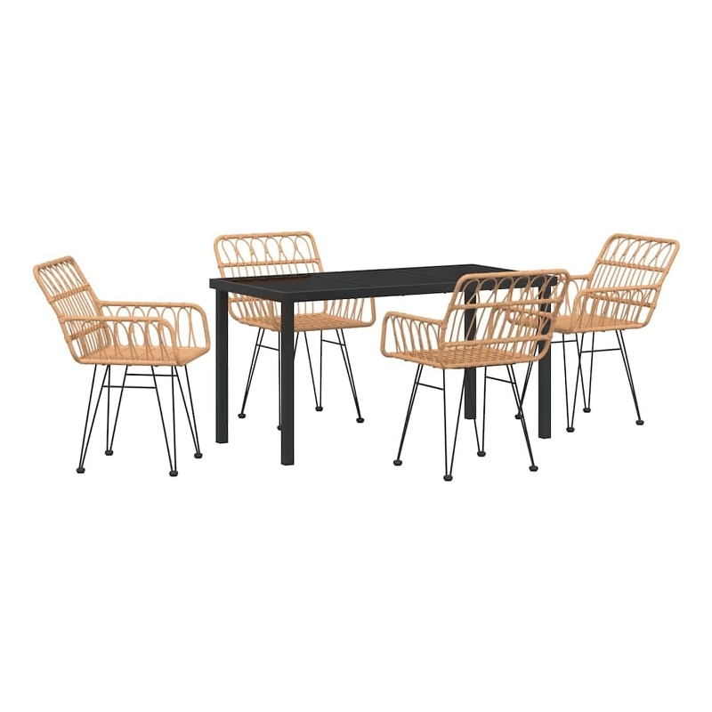 Afuera Living 5 Piece Poly Rattan Garden Dining Set in Black
