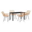 Afuera Living 5 Piece Poly Rattan Garden Dining Set in Black