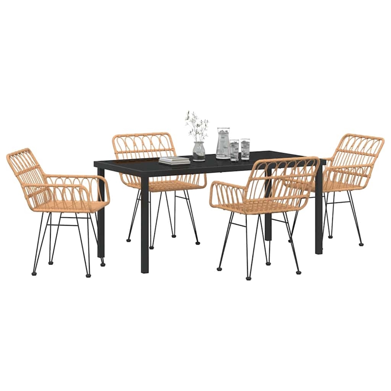 Afuera Living 5 Piece Poly Rattan Garden Dining Set in Black
