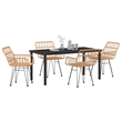 Afuera Living 5 Piece Poly Rattan Garden Dining Set in Black
