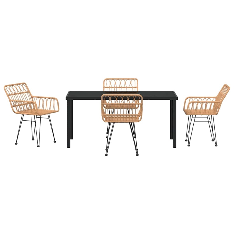 Afuera Living 5 Piece Poly Rattan Garden Dining Set in Black