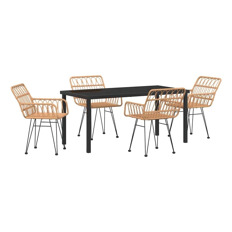 Afuera Living 5 Piece Poly Rattan Garden Dining Set in Black
