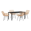 Afuera Living 5 Piece Poly Rattan Garden Dining Set in Black