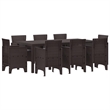 Afuera Living Contemporary Poly Rattan Garden Dining Set in Brown