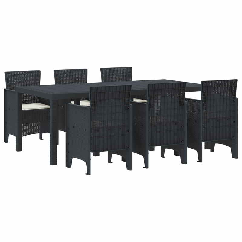 Afuera Living 7 Piece Poly Rattan Garden Dining Set in Anthracite