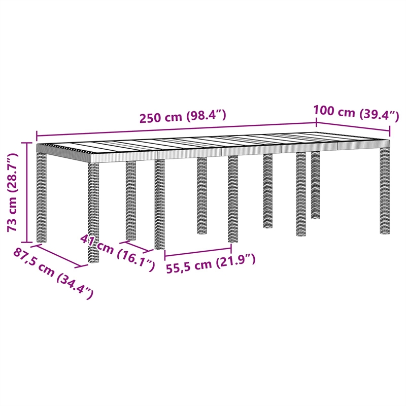 Afuera Living Contemporary Poly Rattan Garden Dining Set in Anthracite