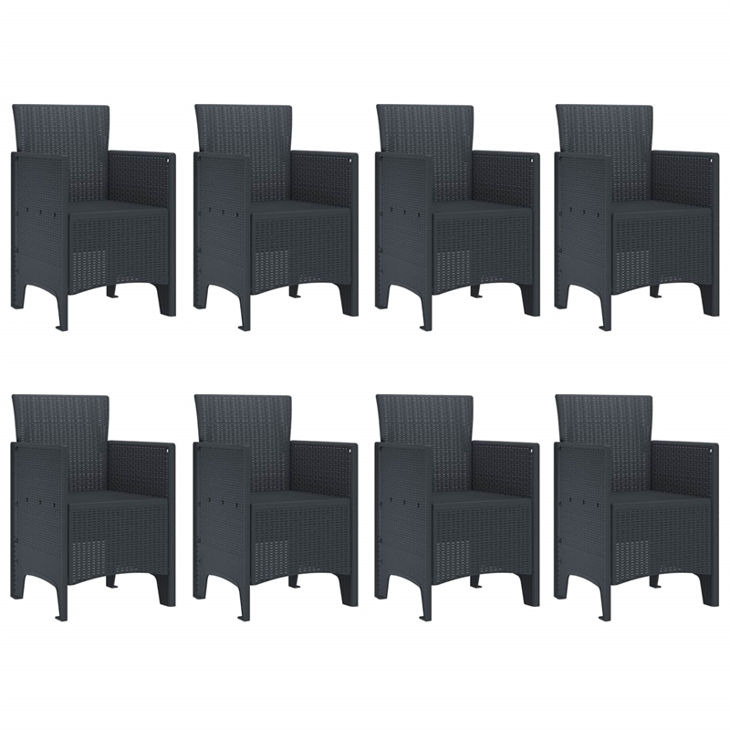 Afuera Living Contemporary Poly Rattan Garden Dining Set in Anthracite