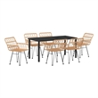 Afuera Living 7 Piece Poly Rattan Garden Dining Set in Black