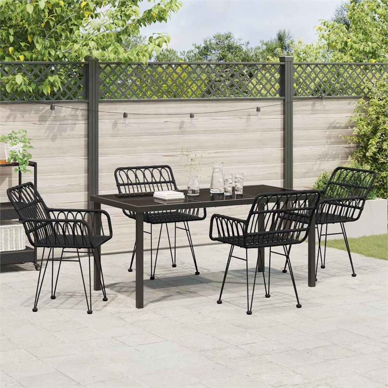 Afuera Living 5 Piece Poly Rattan Garden Dining Set in Black