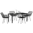 Afuera Living 5 Piece Poly Rattan Garden Dining Set in Black
