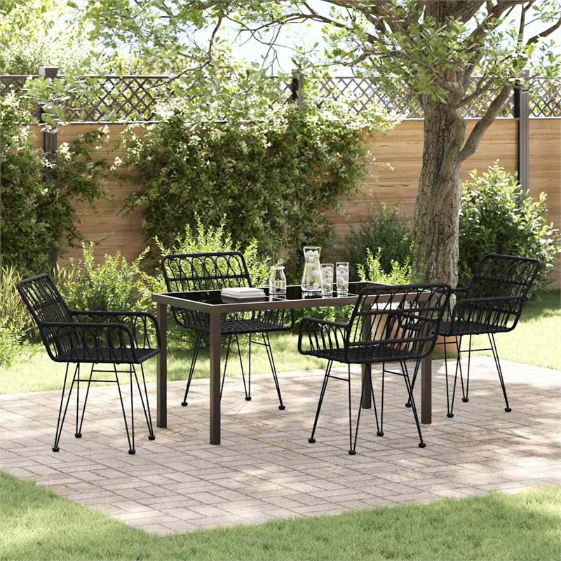 Afuera Living 5 Piece Poly Rattan Garden Dining Set in Black