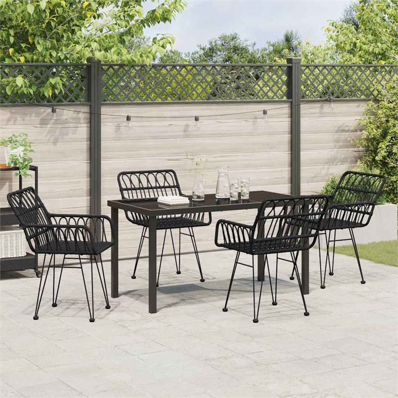 Afuera Living 5 Piece Poly Rattan Garden Dining Set in Black