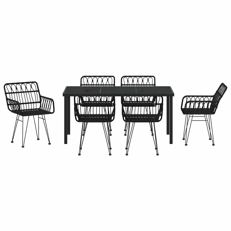 Afuera Living 7 Piece Poly Rattan Garden Dining Set in Black