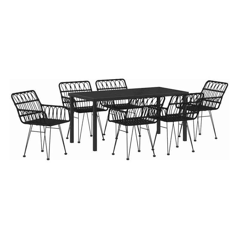 Afuera Living 7 Piece Poly Rattan Garden Dining Set in Black