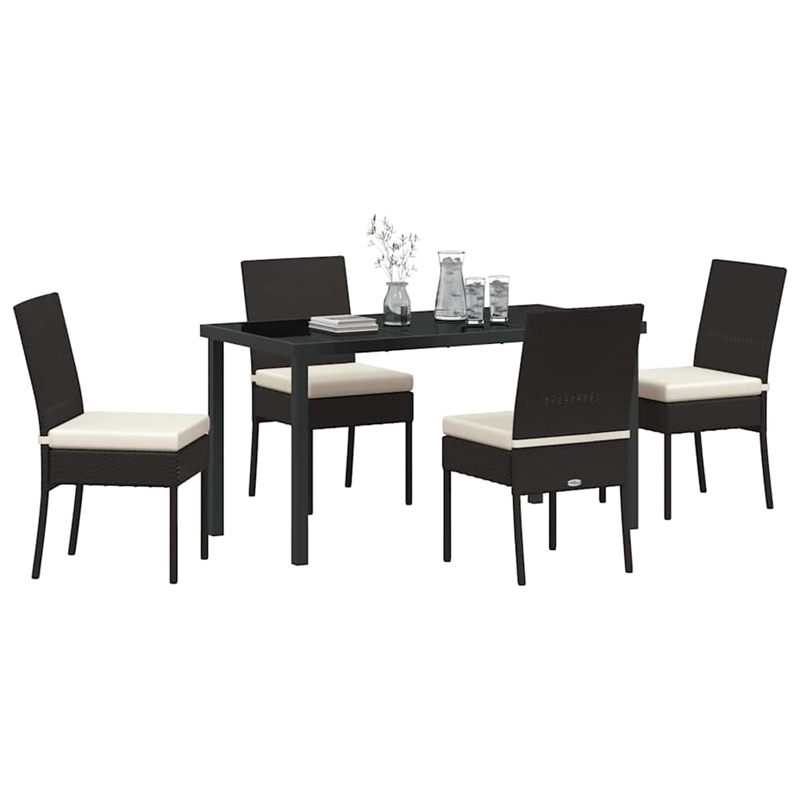 Afuera Living 5 Piece Poly Rattan Garden Dining Set in Black