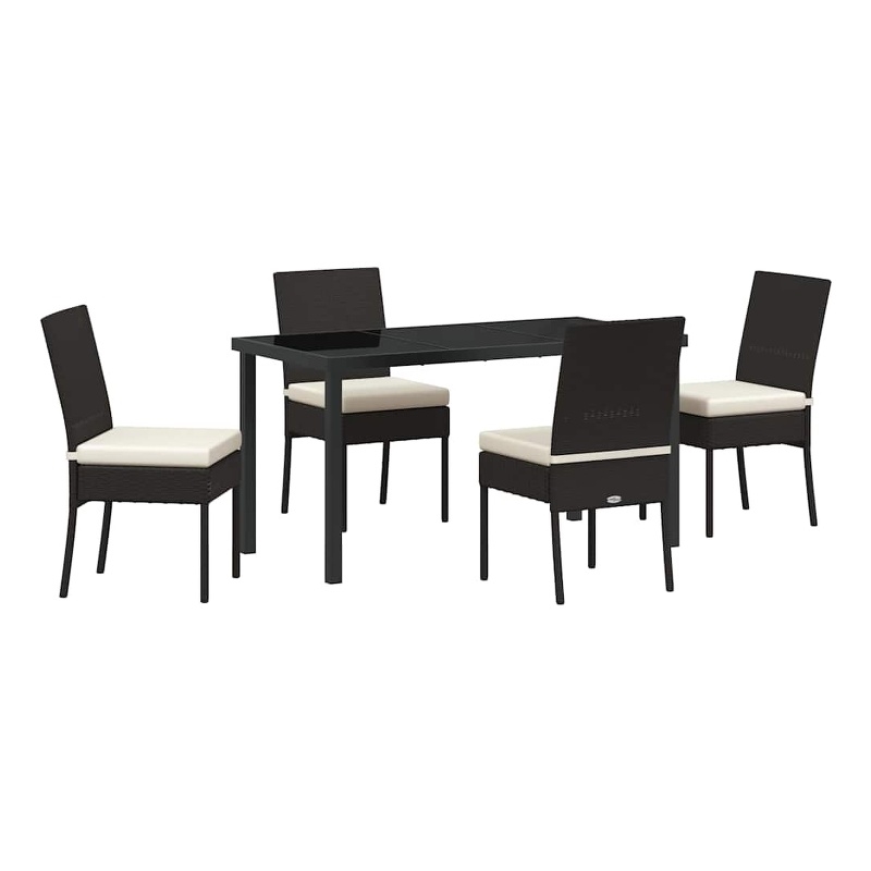 Afuera Living 5 Piece Poly Rattan Garden Dining Set in Black