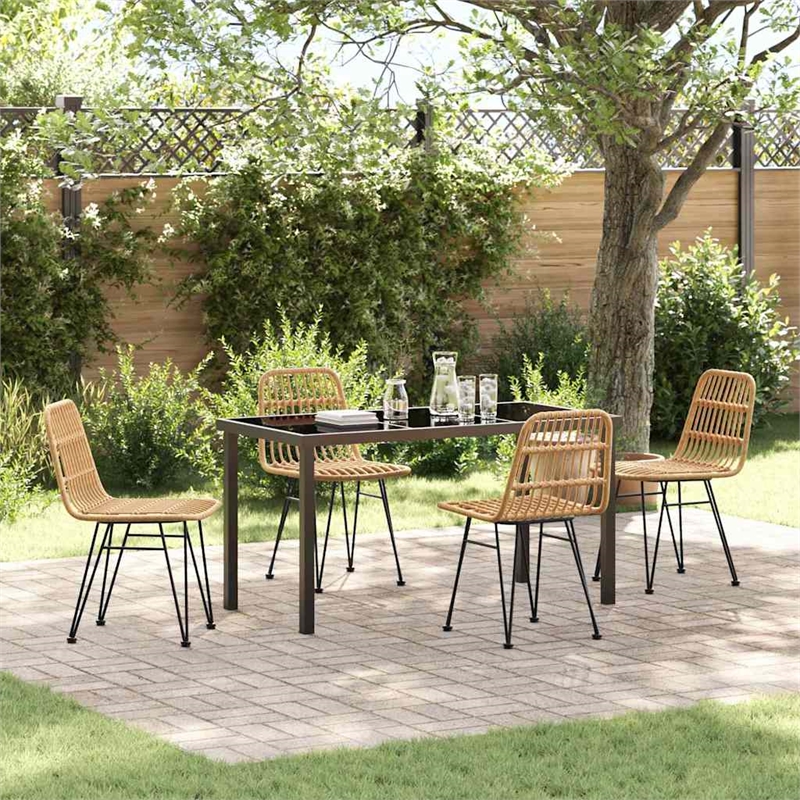 Afuera Living 5 Piece Poly Rattan Garden Dining Set in Brown