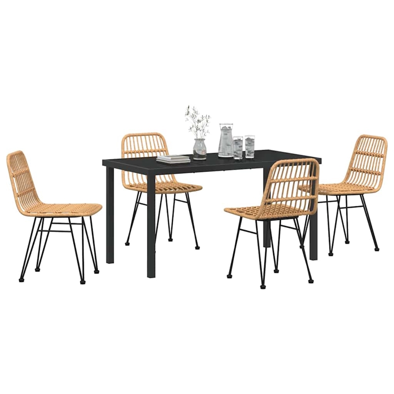 Afuera Living 5 Piece Poly Rattan Garden Dining Set in Brown