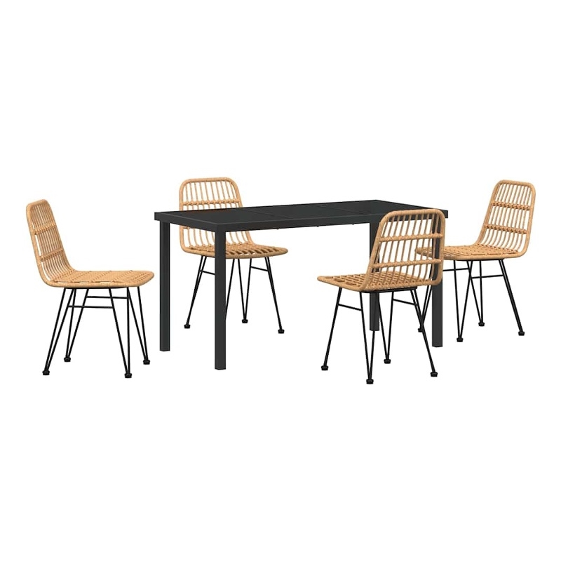Afuera Living 5 Piece Poly Rattan Garden Dining Set in Brown