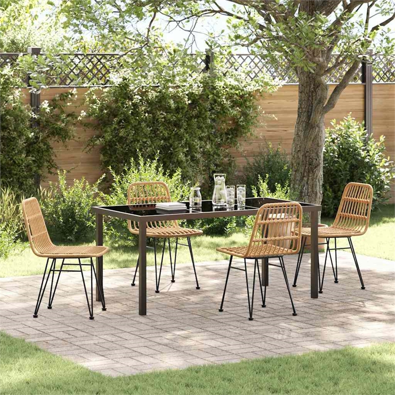 Afuera Living 5 Piece Poly Rattan Garden Dining Set in Brown