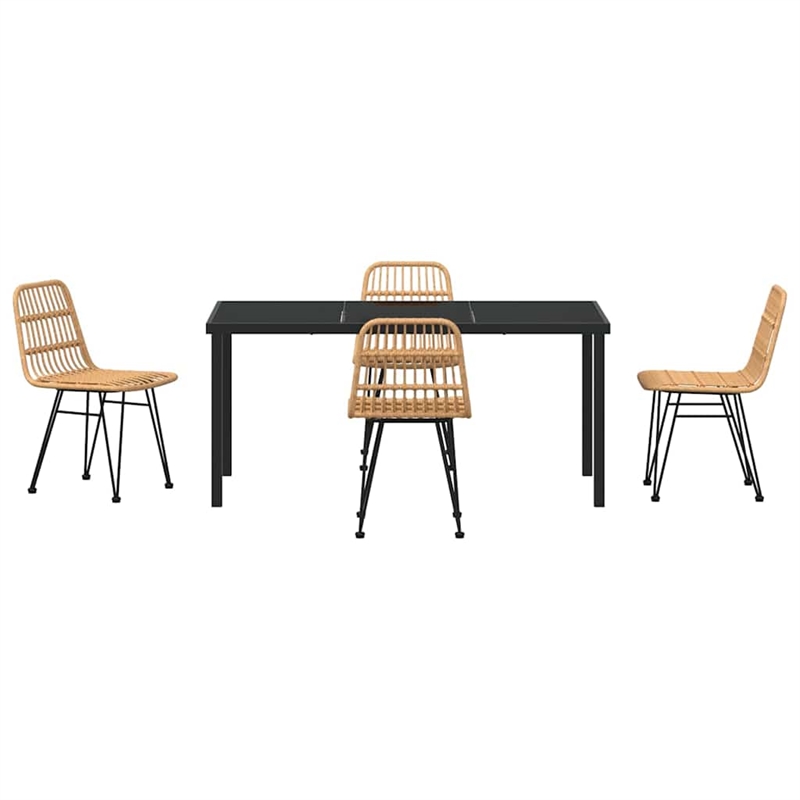 Afuera Living 5 Piece Poly Rattan Garden Dining Set in Brown