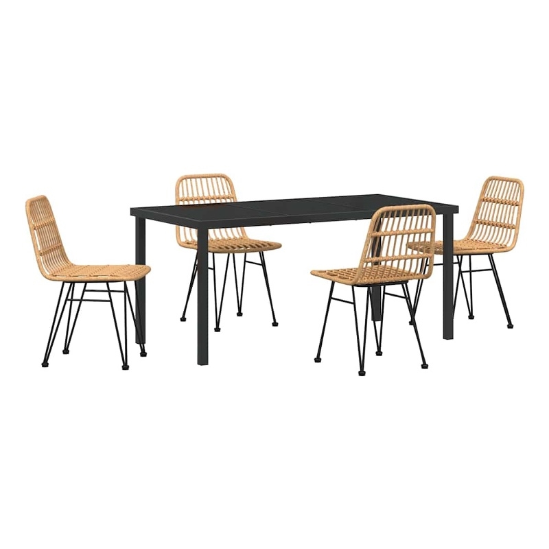 Afuera Living 5 Piece Poly Rattan Garden Dining Set in Brown