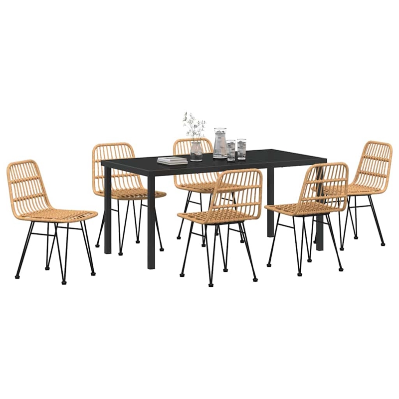 Afuera Living 7 Piece Poly Rattan Garden Dining Set in Brown