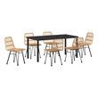 Afuera Living 7 Piece Poly Rattan Garden Dining Set in Brown