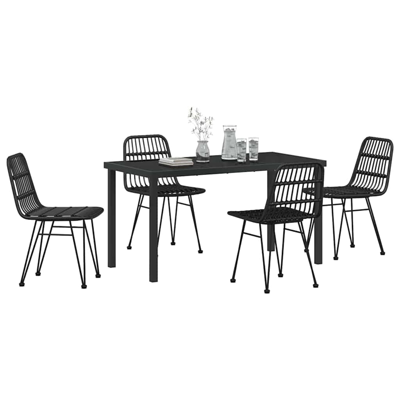 Afuera Living 5 Piece Poly Rattan Garden Dining Set in Black