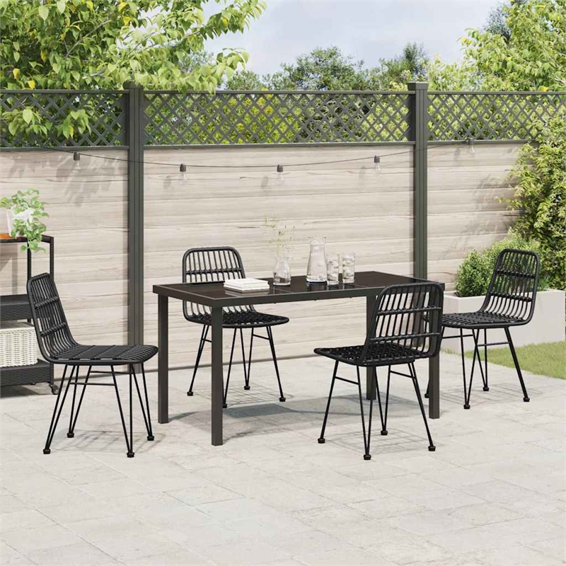 Afuera Living 5 Piece Poly Rattan Garden Dining Set in Black