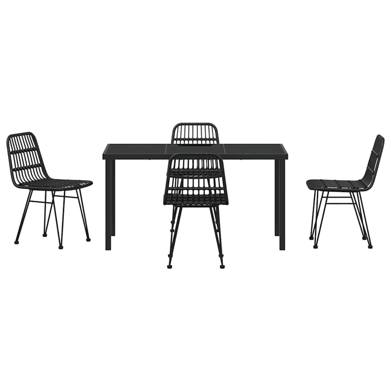 Afuera Living 5 Piece Poly Rattan Garden Dining Set in Black