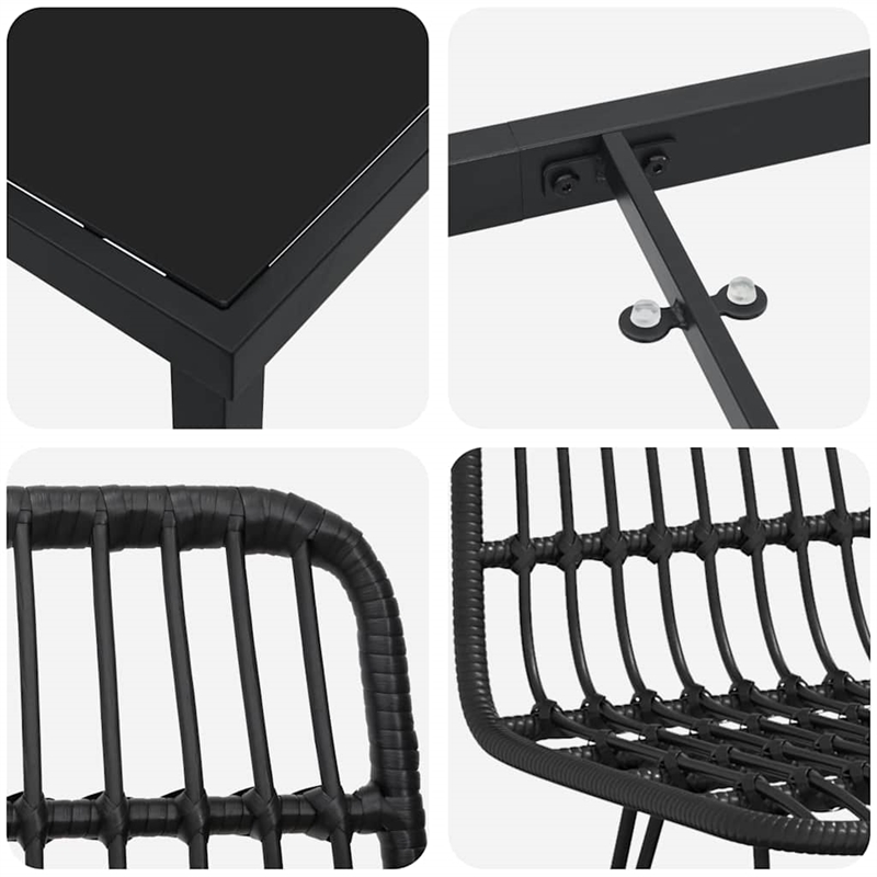Afuera Living 5 Piece Poly Rattan Garden Dining Set in Black